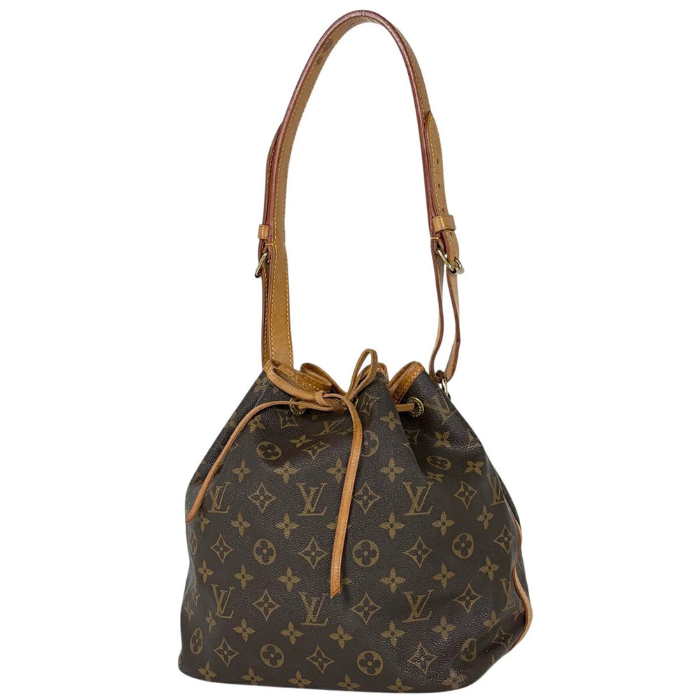 Louis Vuitton Hobo Drawstring Shoulder Bag Monogram Brown